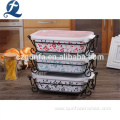 Custom Decorate Ceramic Bakeware Set With Handle